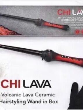CHI Lava Volcanic Lava Ceramic Curling Wand - Red/Black